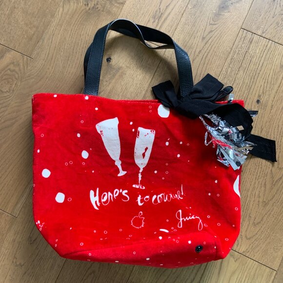 Juicy Couture Red Velvet Tote Handbag Vintage Retro 2000s Y2K Unique - Picture 15 of 16